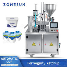Zonesun máquina de selagem de iogurte automática, de enchimento, para sorvete, gelatina de mel, pote rotativo 2024 - compre barato