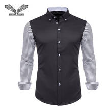 Мужская рубашка с длинным рукавом VISADA JAUNA, повседневная приталенная черная рубашка с длинным рукавом, модель N5127, 2019 2024 - купить недорого