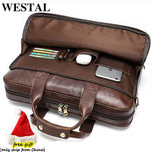 Портфель WESTAL мужской из натуральной кожи, сумка-тоут для ноутбука, чемоданчик для офиса 2024 - купить недорого