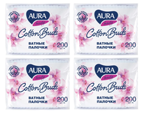 Cotton Swabs Aura Beauty 200 pcs x 4 packs health sanitary paper for cleaning house personal hygiene 2024 - compre barato