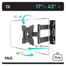 Onkron soporte para TV 17 "-" 43 "inclinación giratorio negro M4s Tv Pared de soporte de Monitor soporte para tv soporte de montaje en pared soporte para Monitor brazo tv 43 50 55 pulgadas 2024 - compra barato