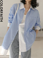 Colorfaith-Blusa Vintage a rayas para mujer, camisa de retazos de gran tamaño, Tops salvajes, BL8972, verano, 2021 2024 - compra barato