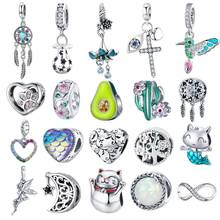 BISAER 925 Sterling Silver Heart Star Princess Crown Bowknot Dream Catcher Charms Beads Fit Silver 925 Original Bracelet Jewelry 2024 - buy cheap