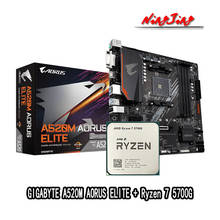 AMD Ryzen 7 5700G R7 5700G CPU + GIGABYTE A520M AORUS ELITE Motherboard Suit Socket AM4 All new but without cooler 2024 - compre barato