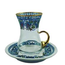 Tazas de té turco, Pasabahce, diseño de azulejo dorado, turco, ruso, árabe, británico, francés, juego de tazas de té, 12 piezas 2024 - compra barato