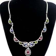 Женское свадебное серебряное ожерелье 35x8 мм, 33 г, розовое кунцит с белым кубическим цирконием, 18,5-20 дюймов 2024 - купить недорого