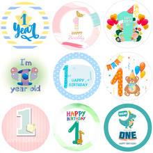 1 Year Boy Girl Birthday Stickers First Birthday Party Decorations Blue Pink Baby Shower Party Set Anniversary Party Decor Kids 2024 - buy cheap