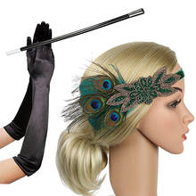 Accesorios de Flapper para mujer, conjunto de accesorios para fiesta de Gatsby, guantes con diadema de plumas, soporte para cigarrillos, paquete de 3, 1920s 2024 - compra barato