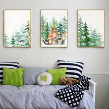 Woodland Animal Print Nursery Wall Art Paintings Nordic Poster Canvas Painting Fox Deer Bear Wall Pictures Kids Baby Room Decor 2024 - buy cheap