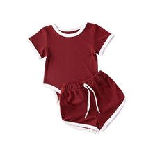 2020 Newborn Baby Girl Solid Clothes Ruffle Short Sleeve T-Shirt Tops Elastic Waist Shorts Pajama Nightgown 2Pcs Outfit Set 2024 - buy cheap