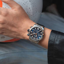 Megir relógio com cronógrafo masculino, de aço inoxidável quartzo analógico à prova d'água luminoso 2024 - compre barato