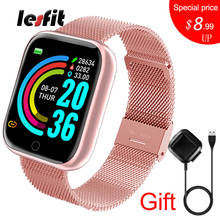 Lesfit Pink Smart Watch Women Men Smartwatch For Android IOS Bluetooth Steel Strap Smart-watch Watch Electronic Fitness Tracker 2024 - buy cheap