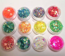 12 cajas de caramelos iridiscentes para decoración de uñas, escamas de maylar trituradas de unicornio, escamas de sirenas, escamas de espejo de vidrio roto 2024 - compra barato