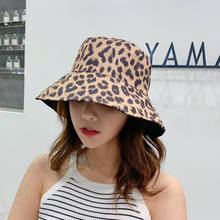 Sombrero de pescador con estampado de leopardo para mujer, gorra de pescador con estampado de leopardo, doble cara, para vacaciones en la playa 2024 - compra barato