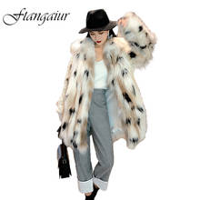 Ftangaiur 2021 Winter Import Fox Fur Coat Whole Skin Mix Woolen Print Women Weave Fox Coats Medium Natural Fur Fox Fur Coats 2024 - buy cheap