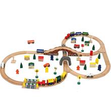 6 combinação de madeira train track toys crianças pista de brinquedo conjunto compatível com faixas de trem de madeira e carros elétricos 2024 - compre barato