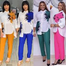 2 Piece Sets Africa Clothing Women Plus Size Pant Suits Ladies Business Office Shirt Tops+pants Suits African Set For Ladies 2024 - buy cheap