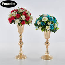 Peandim 10 pçs/lote flor de ouro vaso festa estrada chumbo vaso flor coluna suporte mesa peças centrais para decoração casa 2024 - compre barato