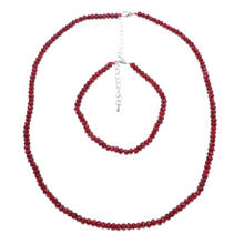 New Trendy Women Elegant Jewelry Set Stone Rubys Beads Necklace Bracelet Pendant Short Chain Crystal Sets Wedding Jewellery B108 2024 - buy cheap