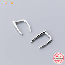 Trustdavis Genuine 925 Sterling Silver Smooth Stick Hoop Earring For Women Fashion Silver 925 Jewelry Gift Wholesale DA452 2024 - buy cheap