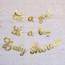 Guirlanda de papel dourada, decoração de aniversário para bebê, menino e menina, faixa de chá de bebê, 1 ano, gênero, relevar produtos para festa 2024 - compre barato