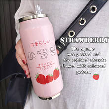 Cute Strawberry Girly Insulated Water Bottle Stainless Steel Portable Wide Mouth Can Water Cup500mlTravel Thermos Bottle 2024 - buy cheap