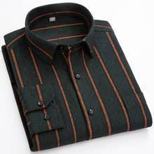 Men's Fashion 100% Cotton Brushed Flannel Striped Shirts Single Pocket Long Sleeve Youthful Soft Casual Plaid Checkered Shirt 2024 - купить недорого