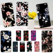 Capa de celular estética retrô com flores escuras, capinha para iphone 11 12 pro xs max 8 7 6 6s plus x 10se 2020 xr 2024 - compre barato