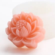 Molde em silicone de flor de lótus, sabão, gesso, concreto, diy, bolo, flor 2024 - compre barato