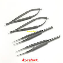 Tesoura + suporte de agulhas + pinças em aço inoxidável, 4 tamanhos de 12.5cm, ferramenta cirúrgica oftálmica para microcirúrgicos 2024 - compre barato