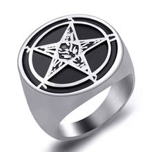 Satan Hexagram Ring Devil's Demon Satanic Lucifer Cross Rings Gothic Males Jewelry US Size 7-13 Men's Church Punk Jewelry Ring 2024 - buy cheap