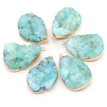 Natural Druzy Agates Pendants Charms Irregular Water Drop Pendant for Jewelry Making DIY Accessories Fit Necklaces 25x35-28x38mm 2024 - buy cheap