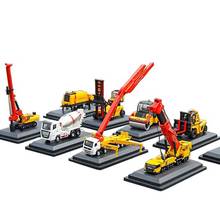 1/87 Mini Crane Excavator Pump Truck Mixer Road Roller Rotary Rig Diecast Alloy Engineering Machinery Model Car Toys Collection 2024 - buy cheap