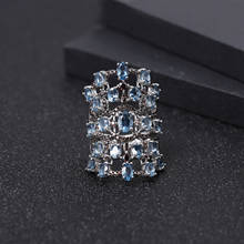 GEM'S балетное роскошное кольцо 7.59Ct с натуральным лондонским голубым топазом, 925 пробы Серебряное Винтажное кольцо с драгоценным камнем для женщин, вечерние ювелирные изделия 2022 - купить недорого