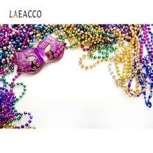 Laeacco-Fondo de vinilo para fotografía, máscara de fiesta de carnaval, joyas de perlas de colores, patrón de celebración, sesión fotográfica 2024 - compra barato