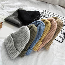 2019 New Winter Solid Color Wool Knit Beanie Women Fashion Casual Hat Warm Female Soft Thicken Hedging Cap Slouchy Bonnet Ski 2024 - buy cheap
