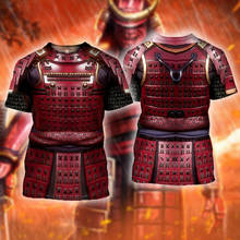 Футболка мужская с 3D-принтом самурайского Красного доспеха, модная рубашка с коротким рукавом в стиле Харадзюку, Повседневная Уличная футболка унисекс 2024 - купить недорого