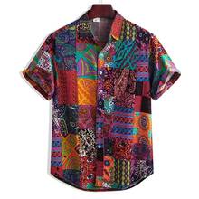 Camisa hawaiana de manga corta con cuello vuelto para hombre, ropa informal, colorida, suelta, con estampado étnico Vintage 2024 - compra barato