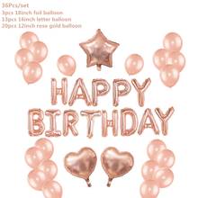 Rose Gold Wedding Birthday Party Balloons Happy Birthday Letters Aluminum Foil Balloons Anniversary Event Party Decoration 2024 - buy cheap