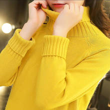 2019 New Autumn winter Women Knitted Sweaters Pullover Turtleneck Long Sleeve Solid Color Slim Elastic Short Sweater Women 2024 - buy cheap