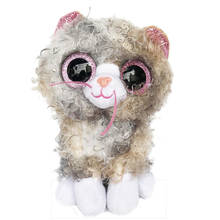 Новинка 6 дюймов 15 см Ty Beanie Boos большой глаз кудрявый серый Кот плюшевая милая кукла Декор плюшевые игрушки для мальчиков девочек детский подарок на день рождения Рождество 2024 - купить недорого