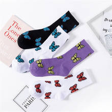 Butterfly Print Long Socks Women New Streetwear Fashion Women Sock Gift Harajuku Crew Cotton Socks DropShipping 2024 - buy cheap