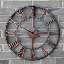 New 3D Circular Retro Roman 47cm Wrought Hollow Iron Vintage Large Mute Decorative Wall Clock On The Wall Decoration For Home 2024 - buy cheap