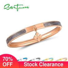 SANTUZZA Trendy Bangle For Woman Simple Concise Multi-Color Four-leaf Clover Bracelet Bangles Fashion Jewelry HANDMADE Enamel 2024 - buy cheap