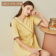 Летние женские ночные рубашки из бамбукового волокна в китайском стиле простая ночная рубашка с коротким рукавом хлопковая сексуальная ночная рубашка домашняя одежда для сна для женщин 2024 - купить недорого