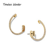 Timeless Wonder Chic Zirconia Geo Ear Jacket Stud Earrings Women Jewelry Goth Boho Designer Top Trendy Ins Versatile Party 6351 2024 - buy cheap
