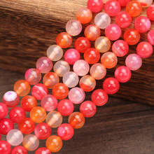 Contas de pedra naturais, laranja, redonda, agat, para fazer jóias, colar 4, 6, 8, 10, 12mm, 15'' 2024 - compre barato
