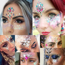 Pulaqi Face Rhinestone Hot Fix Fake Gem Applique Applied To Face Decoration Crystal Eye Jewelry Accessories for Party Beautyful 2024 - buy cheap