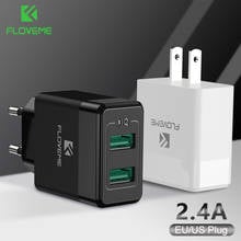 FLOVEME EU US Plug USB Charger for iPhone for Samsung 2.4A Universal Mobile Phone Charger Wall Fast Charging Adapter 2021 New 2024 - buy cheap