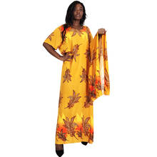 Abaya-Vestido de manga corta con estampado Floral para mujer, ropa amarilla Maxi, holgada hasta el tobillo, elegante, 100% algodón, primavera y otoño 2024 - compra barato